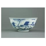Chinese BW Porcelain Bowl Ming Chenghua MK