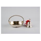 Sterling Silver Basket and Silver Bell