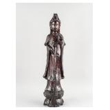 Chinese Zitan Wood Pouring Water Guanyin Statue