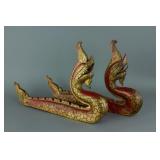 Chinese Gilt Red Dragon Carved on Wood