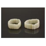Chinese Pair of White Jade Carved Bracelets