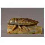 Chinese Jade Carving of Cicada on Log