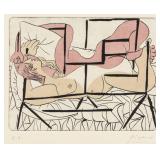 Picasso 1881-1973 Signed Linocut Reclining Nude