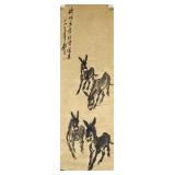 Huang Zhou 1925-1997 Chinese Ink Donkeys