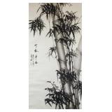 Qing Ya Ink Bamboo on Paper Scroll Provenance