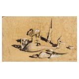 Yves Tanguy 1900-1955 French Charcoal Chalk Study