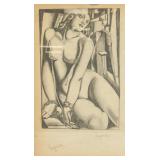 Tamara de Lempicka 1898-1980 Polish Charcoal Nude