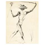 Salvador Dali 1904-1989 Spain Ink Study Figure