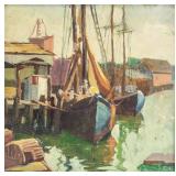 Grace S. Clark 1885-1945 American Oil Harbor Scene