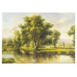 Signed Pil Oil on Canvas Landscape Painting