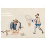 China Trade 19th C. Watercolour Oriental w/ COA