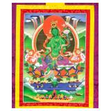 Tibetan Green Tara Thangka Painting Scroll
