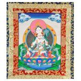 Tibetan White Tara Thangka Painting Scroll