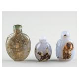 3 Assorted Chinese Qing Dynasty Agate Snuff Bottle