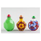 3 Assorted Chinese Peking Glass Snuff Bottles
