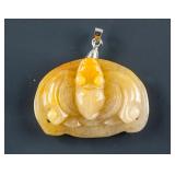Chinese Brown Hardstone Carved Bat Pendant