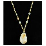 Chinese White and Russet Carved Bat Pendant