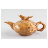 Chinese Yellow Hardstone Carved Teapot