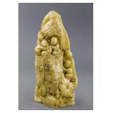 Chinese Yellow Hardstone Carved Bamboo Boulder