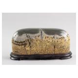 Large Chinese Dream Stone Boulder with Wood Stand