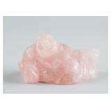 Chinese Pink Quartz Carved Happy Buddha Statue