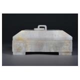 18th C. White Jade Dragon Seal with White Jade Box