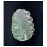 Burma Icy Green Jadeite Carved Bamboo Pendant