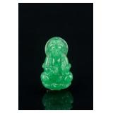 Chinese Apple Green Jadeite Craved Guanyin Pendant