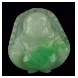 Chinese Jadeite Pendant Carved Happy Buddha