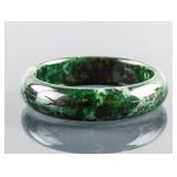 Burma Dark Green Jadeite Carved Bangle