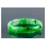 Burma Green Jadeite Carved Bangle