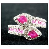 3ct Ruby & Zirconia Sterling Silver Ring CRV $900