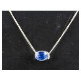1.25ct Blue Sapphire Gold Link Chain Necklace