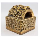 Chinese Gilt Bronze Nine Dragons Seal