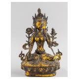 Chinese Gilt Bronze White Tara Statue