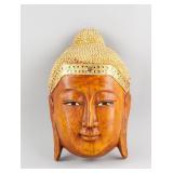 Southeast Asian Wood Carved Shakyamuni Buddha Head