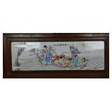 Chinese Watercolour Painting on Porcelain Plaque