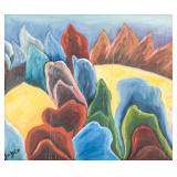 Marcel Janco Israeli 1895-1984 Oil Landscape