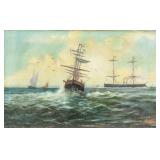European Seascape oil on canvas signed