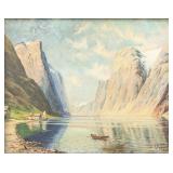 L. Sykes Oil on Canvas Humminger Fjord Dated 1942