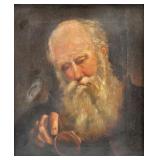Oil on Canvas 18C Old Man Oil on Canvas w/Frame
