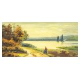 Oil on Board Landscape Painting Signed E. Fortin