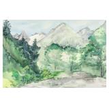 Watercolor Signed Russian 20th Century