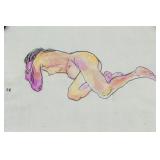 Oskar Kokoschka 1886-1980 Austria Mixed Media Nude