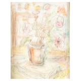 Hungarian Mixed Media on Paper Flower Abstract