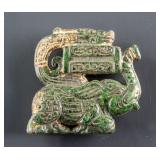 Chinese Dark Green Hardstone Elephant Pendant