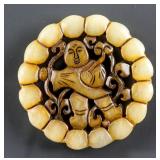 Chinese Green Hardstone Carved Boy Pendant