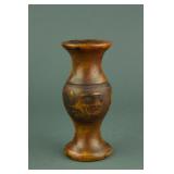 Chinese Brown Hardstone Carved Vase Qianlong Mk
