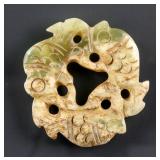 Early 20th C. Chinese Green Hardstone Fish Pendant