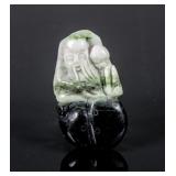 Chinese Carved Shou Immortal Jade Toggle